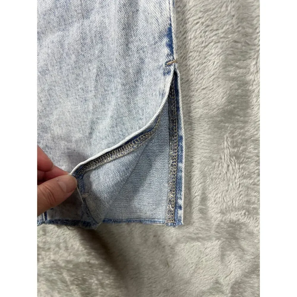 Old Navy Jeans OG Straight High Rise Raw Hem Slit Acid Wash 10